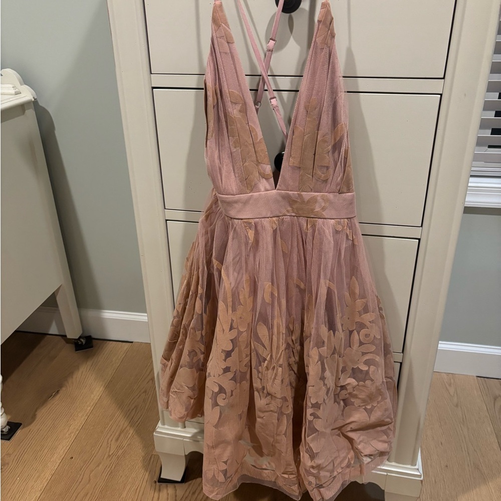 Luxxel Pink Ruffled Tiered Sundress